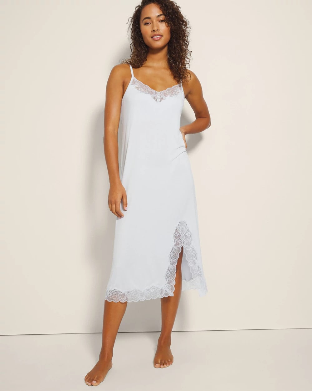 Lace-Trim Midi Gown - BLUE MIST | Soma on sale