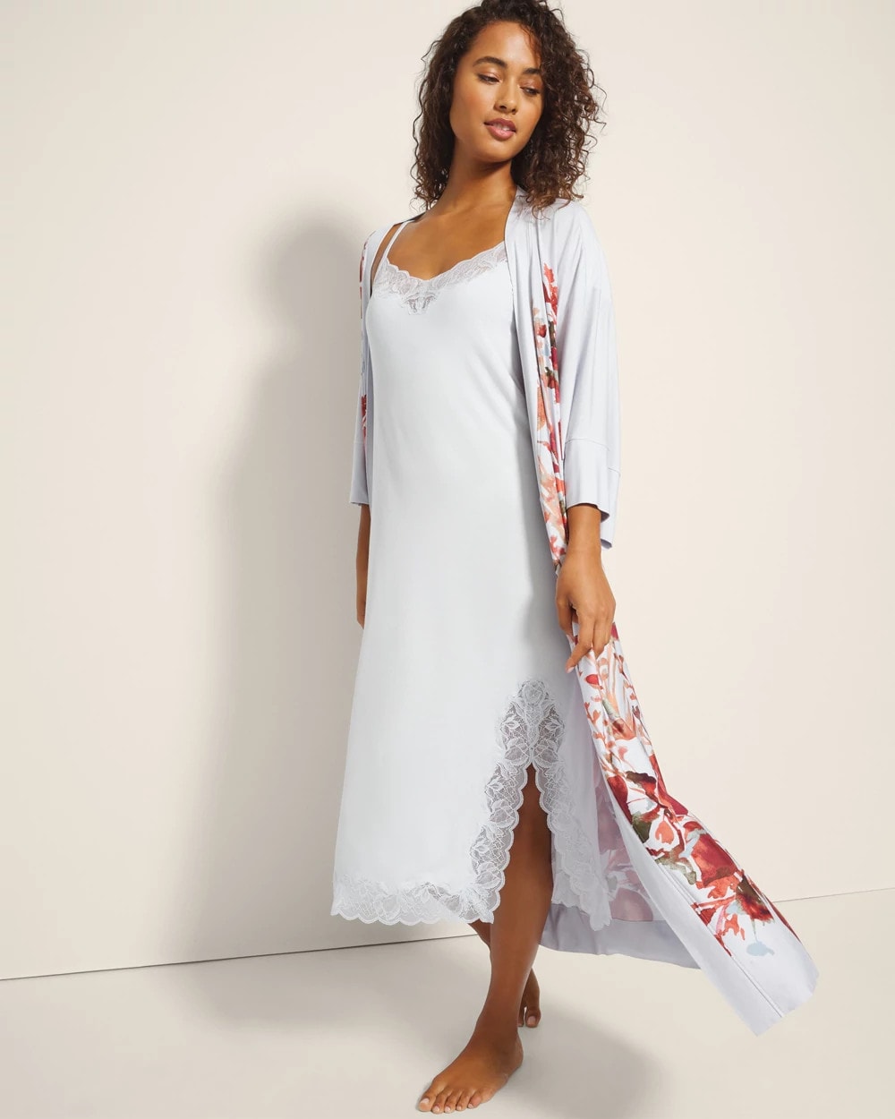 Lace-Trim Midi Gown - BLUE MIST | Soma on sale