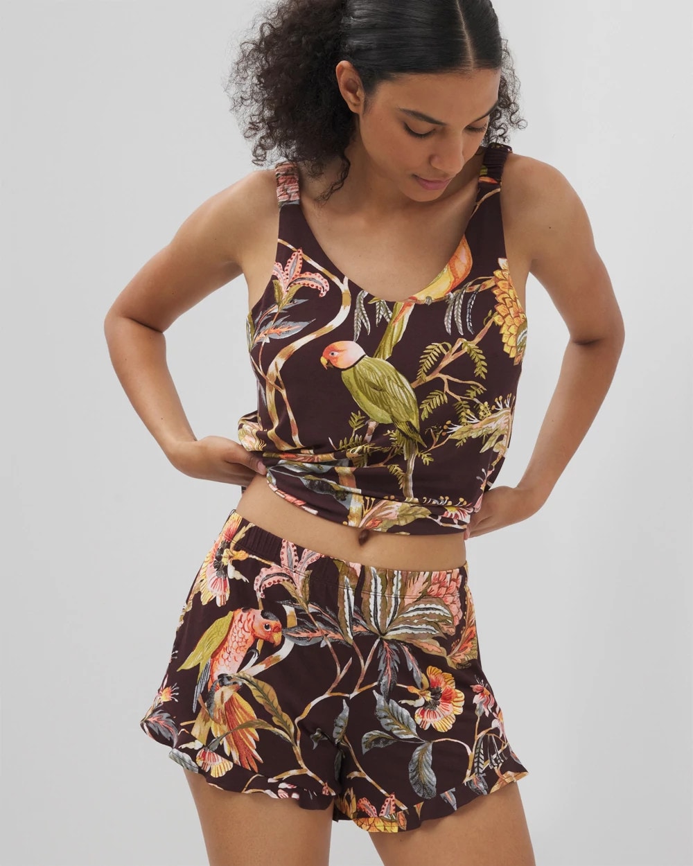 Ruffle Pajama Shorts - PARROT-DISO PLUME G PLUM | Soma for sale