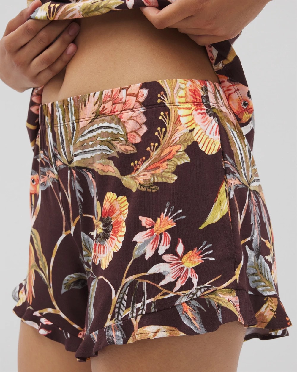 Ruffle Pajama Shorts - PARROT-DISO PLUME G PLUM | Soma for sale