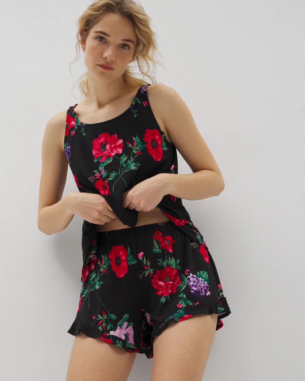 Ruffle Pajama Shorts - RHAPSODY FLORA BLACK | Soma sale