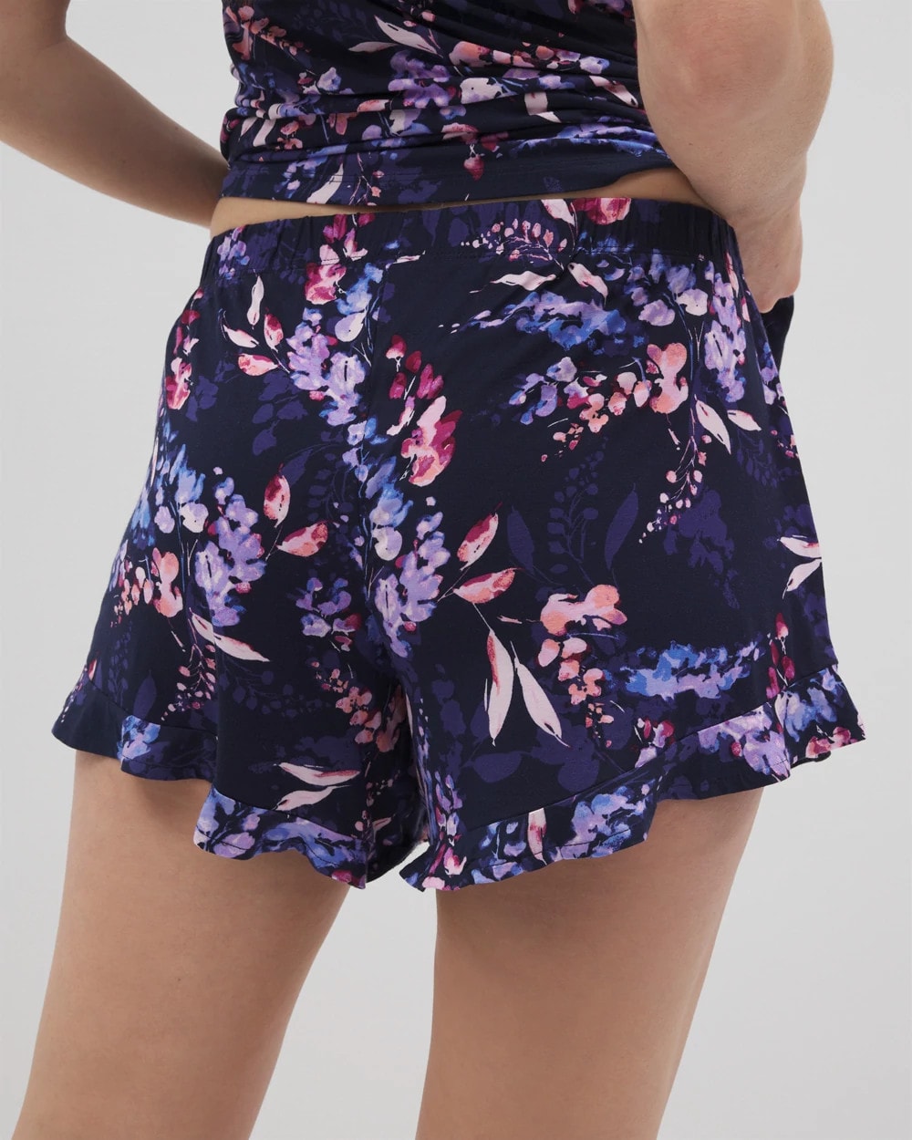 Ruffle Pajama Shorts - BLOOM BRIGHTLY NAVY | Soma discount