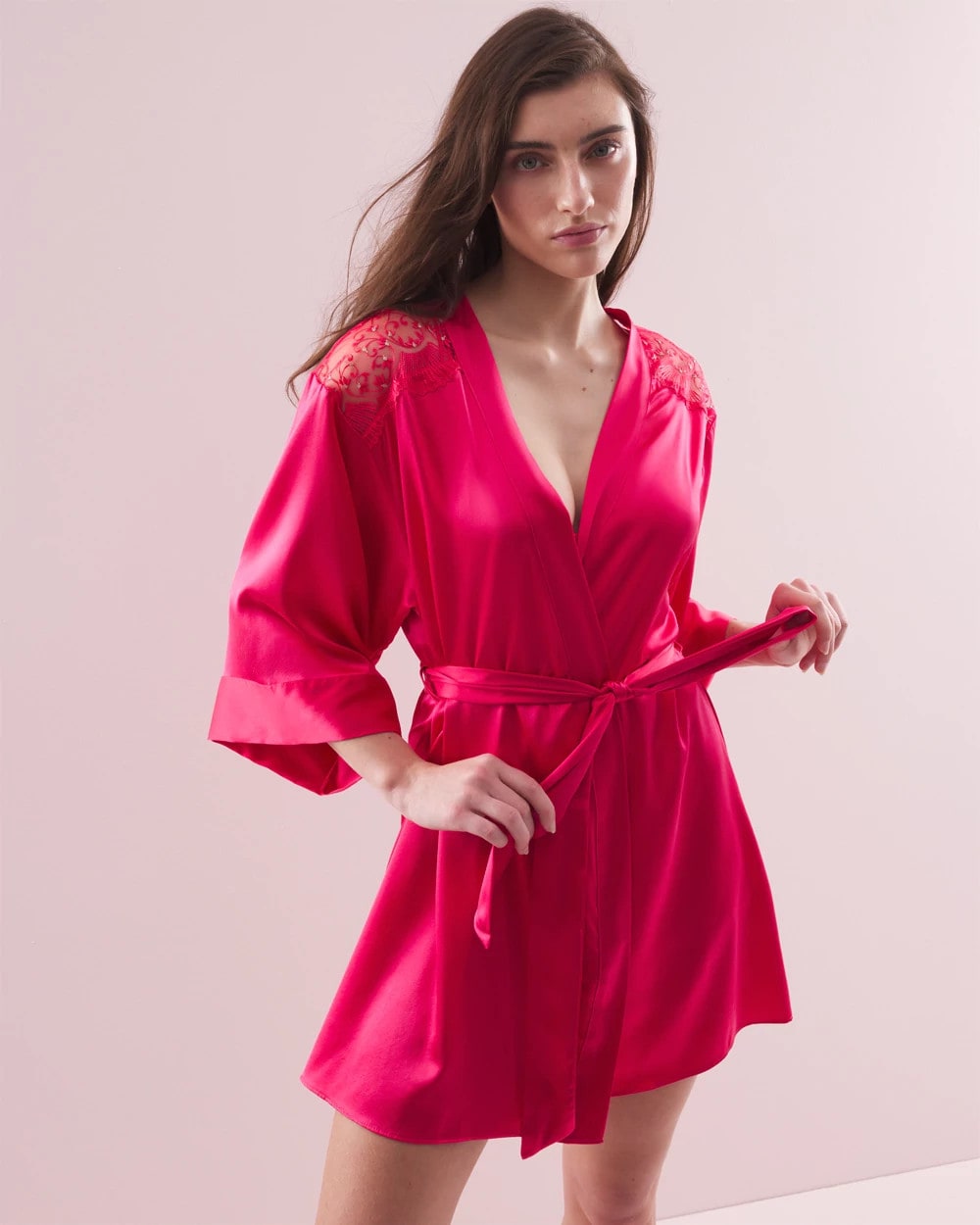 Silk Short Robe - PERFECT PINK | Soma Online