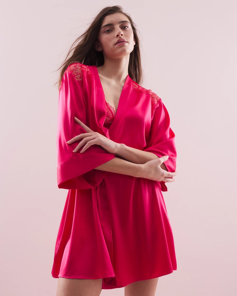 Silk Short Robe - PERFECT PINK | Soma Online