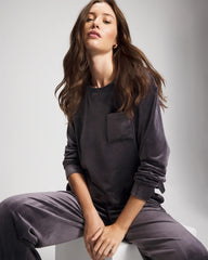 Velour Crewneck Sweatshirt - GRAY INK | Soma sale