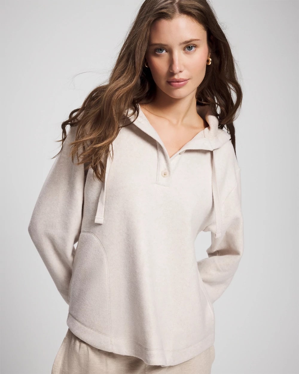Cloud Fleece Oversized Hooded Sweater - HEATHER SHELL | Soma Online