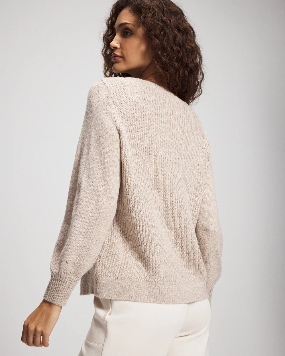 Shimmer Cable Knit Sweater - HEATHER SHELL | Soma outlet
