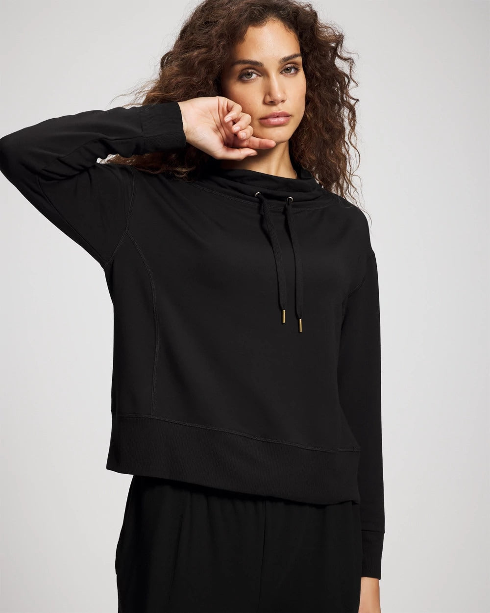 Ultrasoft Fleece Relaxed Funnel Neck Sweatshirt - BLACK | Soma for sale