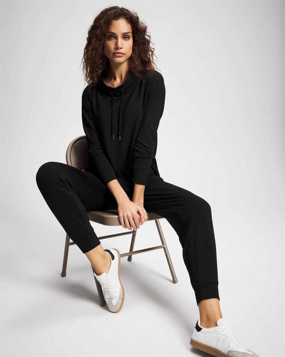 Ultrasoft Fleece Relaxed Funnel Neck Sweatshirt - BLACK | Soma for sale