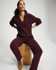 Premier Knit Cable Knit Collared Sweater - MERLOT | Soma sale