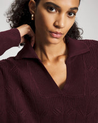 Premier Knit Cable Knit Collared Sweater - MERLOT | Soma sale