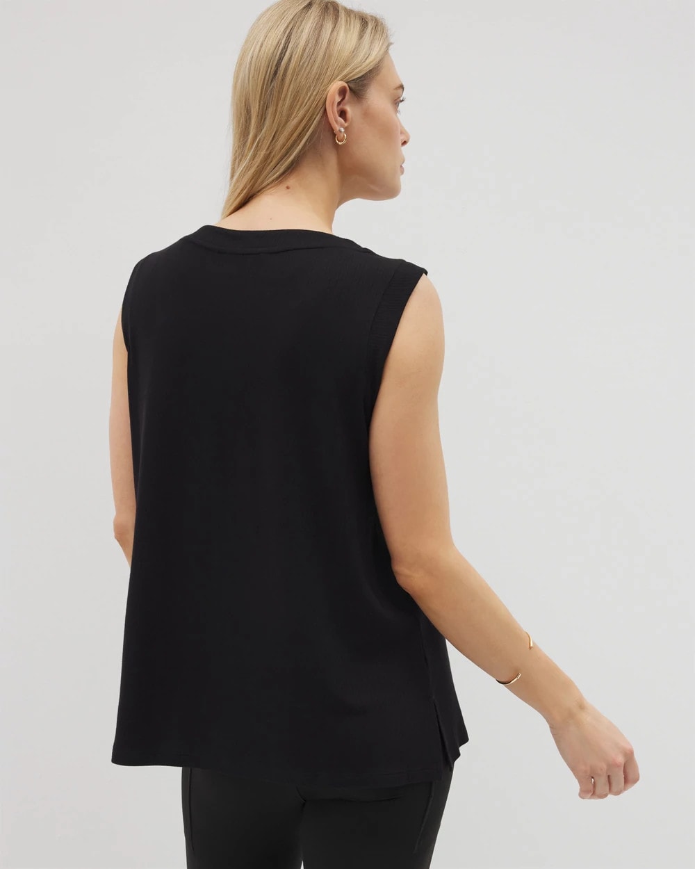 Rib Knit Sleeveless Top - BLACK | Soma discount
