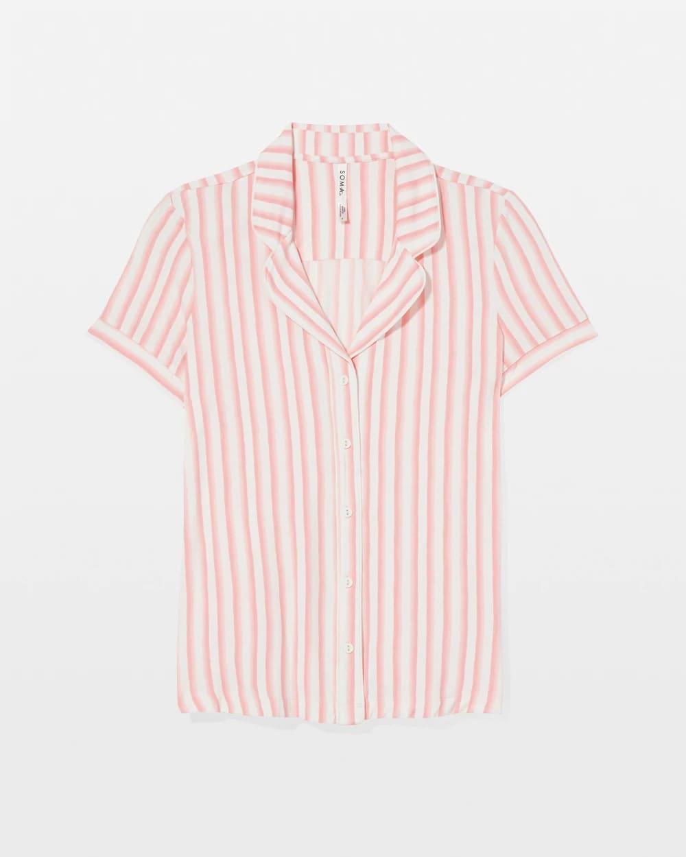 Piped Short Sleeve Notch Collar Pajama Top - SUNNY STRIPES CHAMPAGNE | Soma for sale