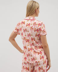 Piped Short Sleeve Notch Collar Pajama Top - SHAKE YOUR PALM PALMS P | Soma on sale