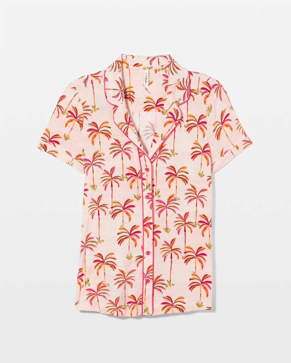Piped Short Sleeve Notch Collar Pajama Top - SHAKE YOUR PALM PALMS P | Soma on sale