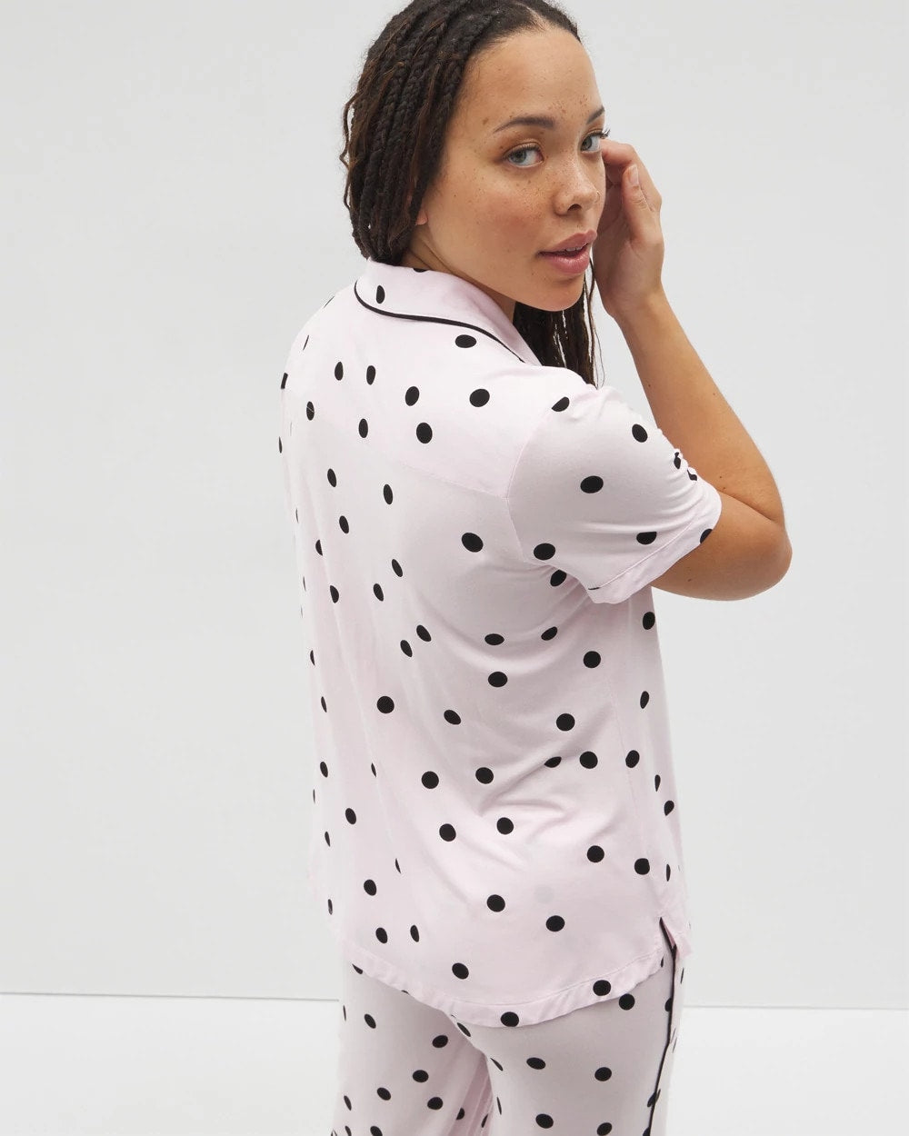 Piped Short Sleeve Notch Collar Pajama Top - CHEERFUL DOT B SUGAR | Soma discount