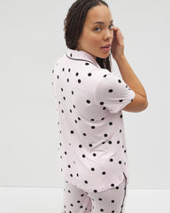 Piped Short Sleeve Notch Collar Pajama Top - CHEERFUL DOT B SUGAR | Soma discount