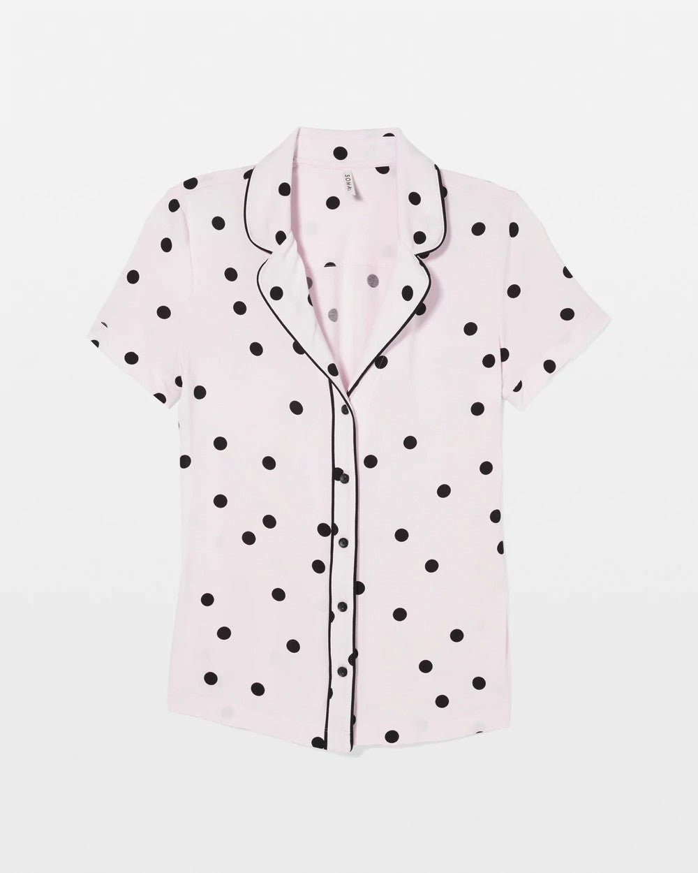 Piped Short Sleeve Notch Collar Pajama Top - CHEERFUL DOT B SUGAR | Soma discount