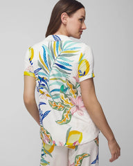Piped Short Sleeve Notch Collar Pajama Top - LEMON SQUEEZE GRAND IVORY | Soma outlet
