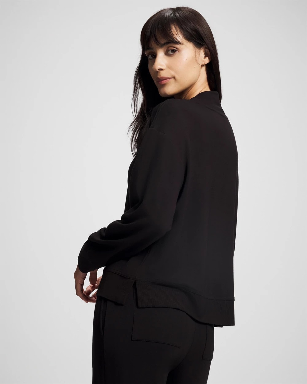 Ultrasoft Fleece Quarter Zip Sweatshirt - BLACK | Soma for sale