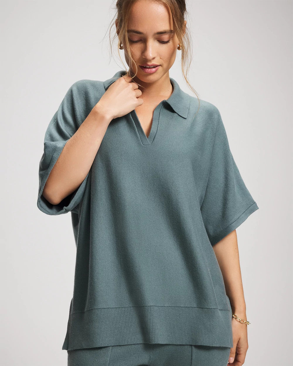 Premier Knit Sweater Collared Top - BLUE INSTINCT | Soma sale