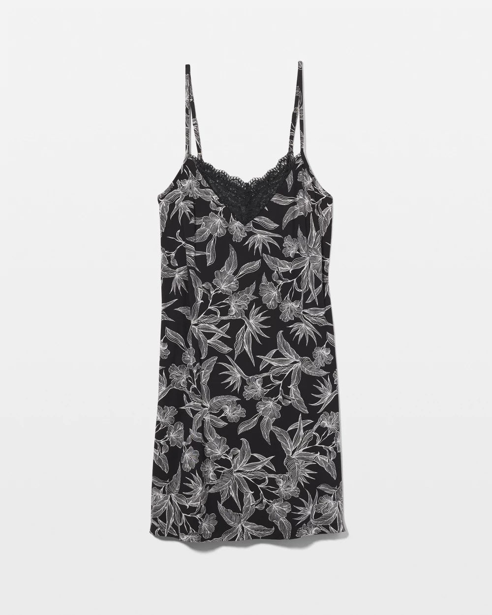 Lace Trim Chemise - PLUMERIA BLOOMS BLK CH | Soma near me