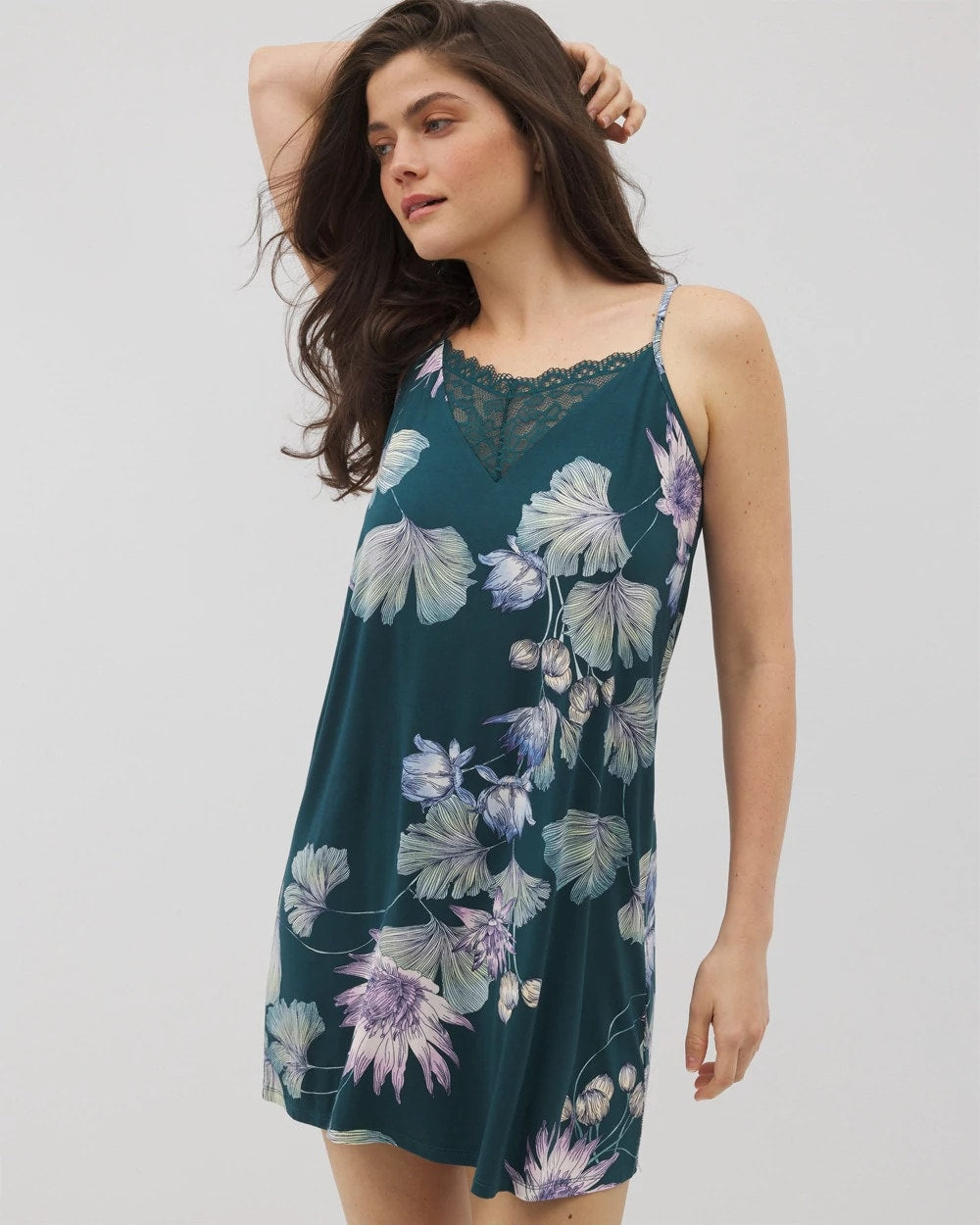 Lace Trim Chemise - HAVEN BOTANICAL DARK SEA | Soma for sale