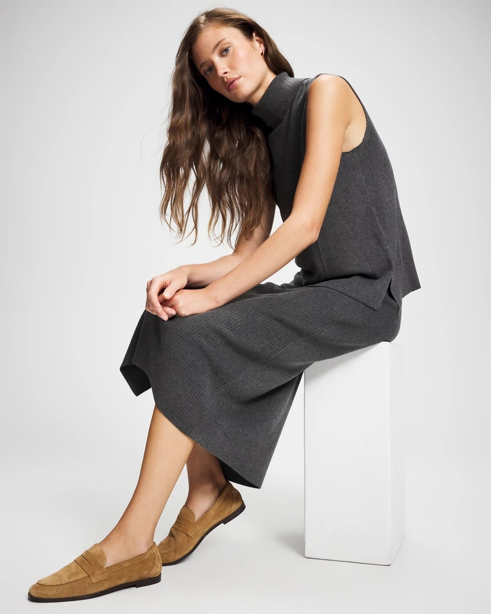 Premier Knit Sweater Turtleneck Sleeveless Top - HEATHER QUARTZ | Soma on sale