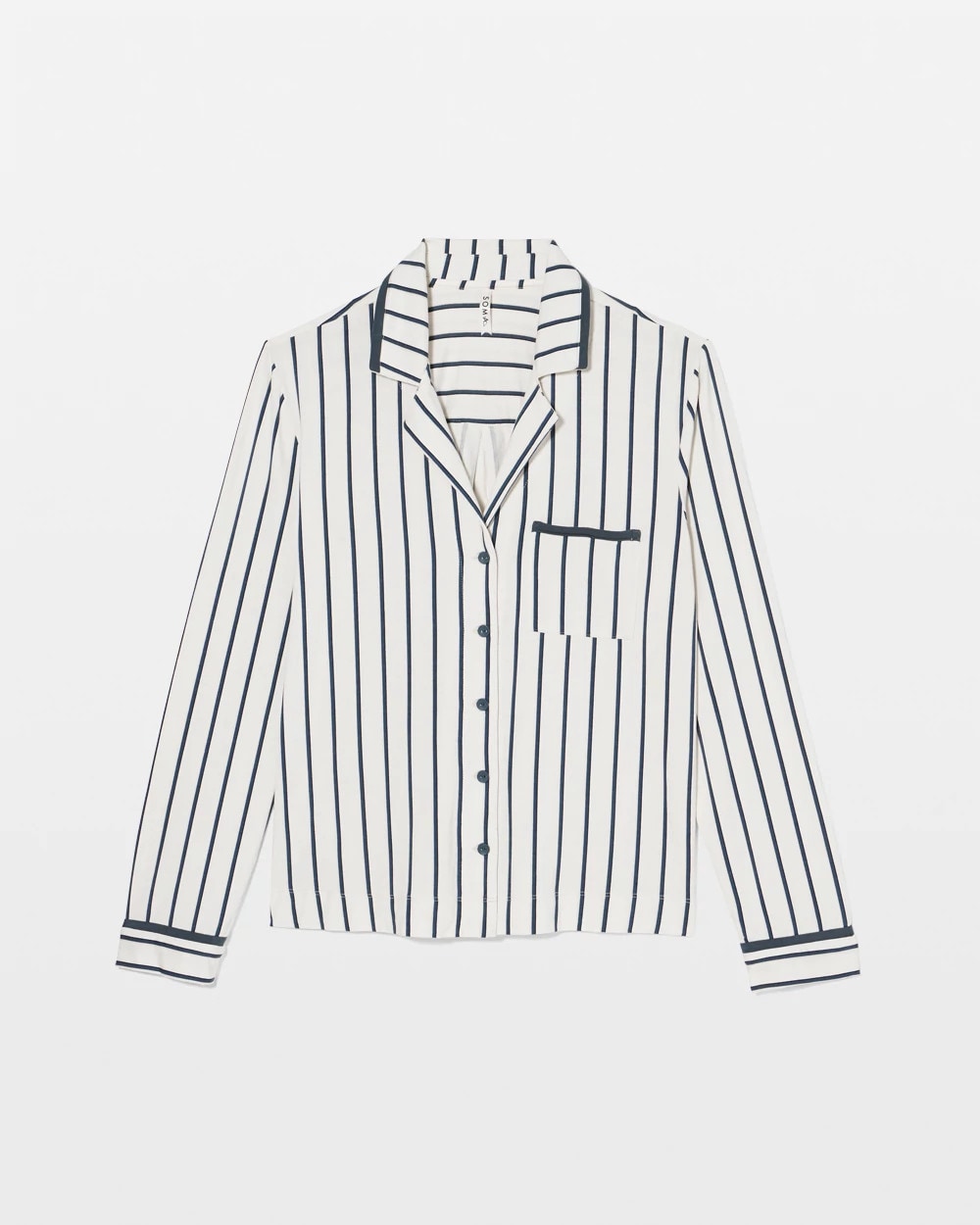 Long-Sleeve Notch Collar Pajama Top - UNWIND STRIPE CHAMPAGNE | Soma sale