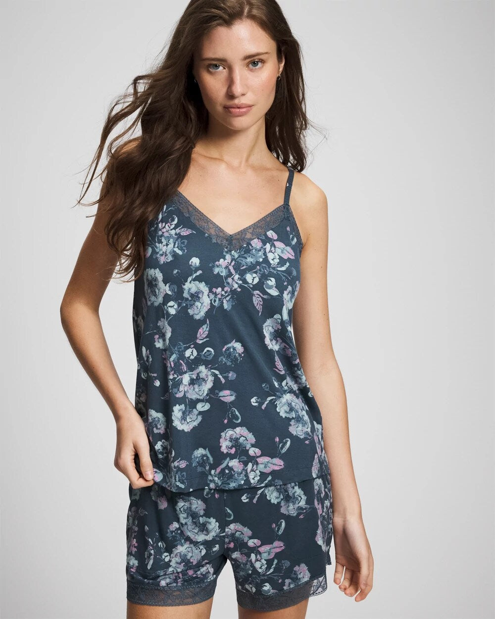 Lace Trim Pajama Cami - FLORA SHIMMER PETROL | Soma outlet