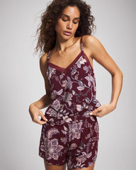 Lace Trim Pajama Cami - PAISLEY SPLENDOR PLUM | Soma for sale
