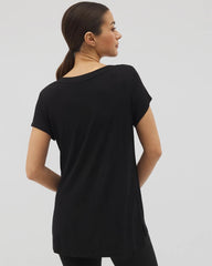 Rib Knit V-Neck Tee - BLACK | Soma discount
