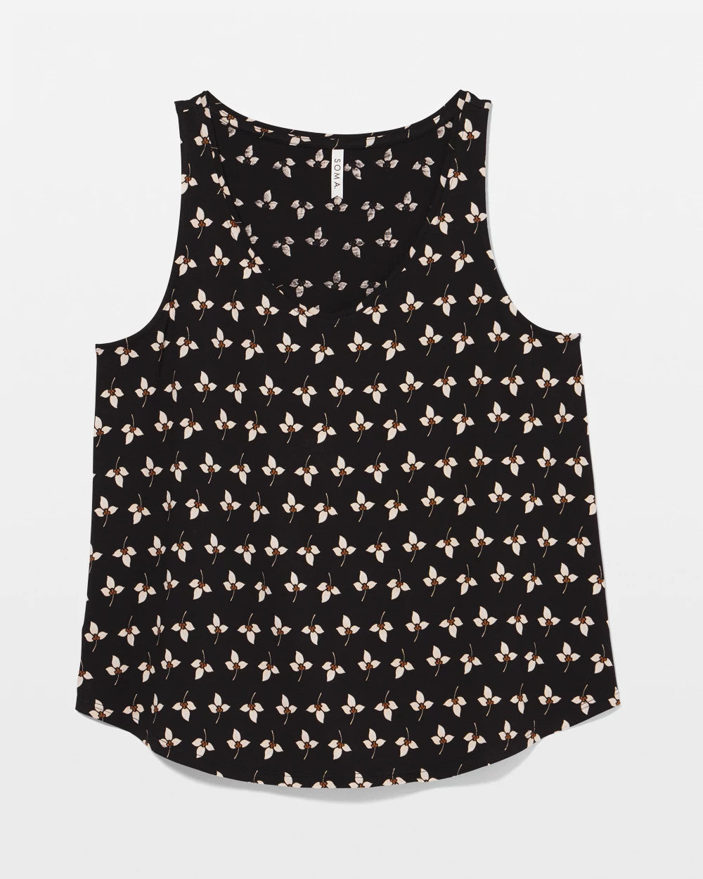 Printed V-Neck Pajama Tank - PEACEFUL PETALS BLACK | Soma Online