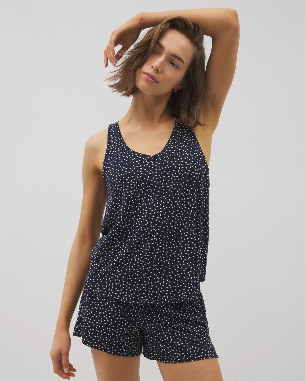 Printed V-Neck Pajama Tank - DOT OBSESSED NAVY | Soma outlet