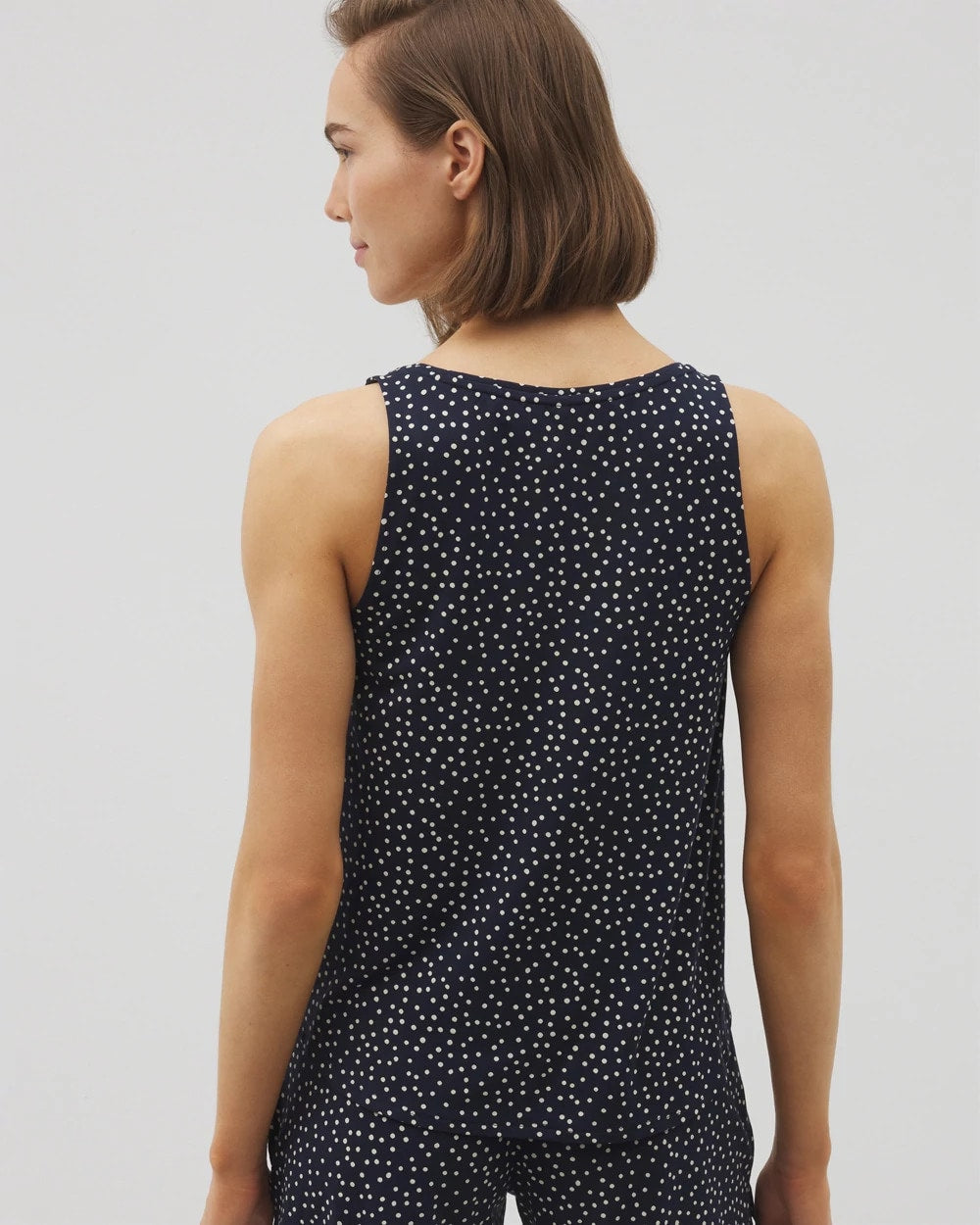 Printed V-Neck Pajama Tank - DOT OBSESSED NAVY | Soma outlet