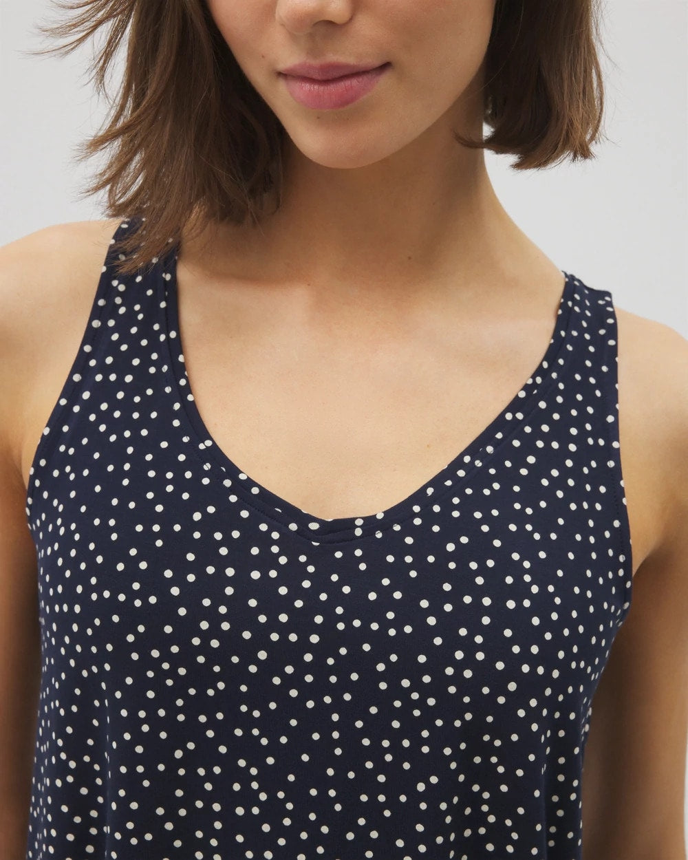 Printed V-Neck Pajama Tank - DOT OBSESSED NAVY | Soma outlet