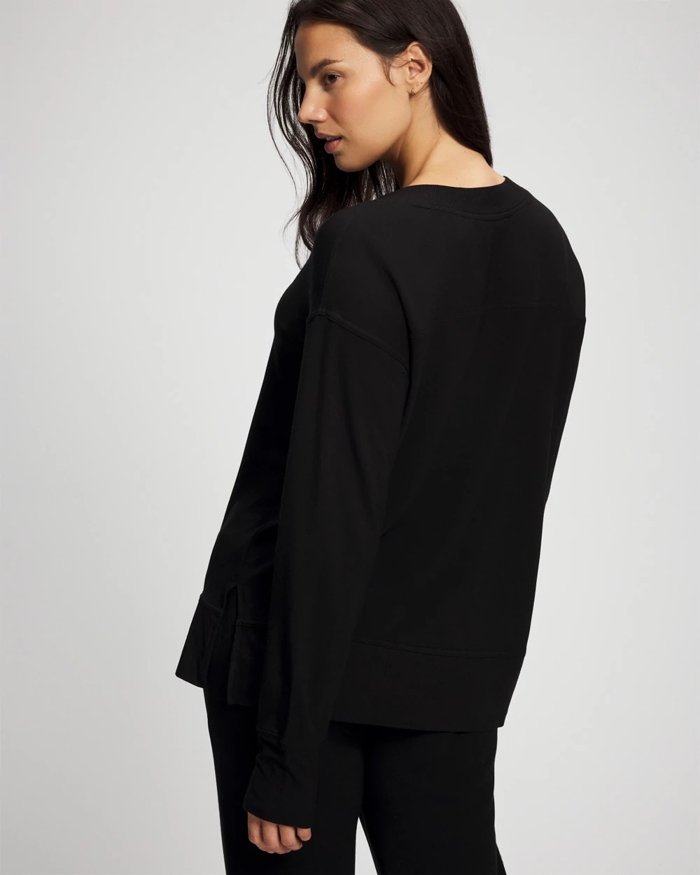 Ultrasoft Fleece V-Neck Sweatshirt - BLACK | Soma near me