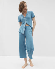 Solid Piped Crop Pajama Pant - BLUE HEAVEN | Soma for sale