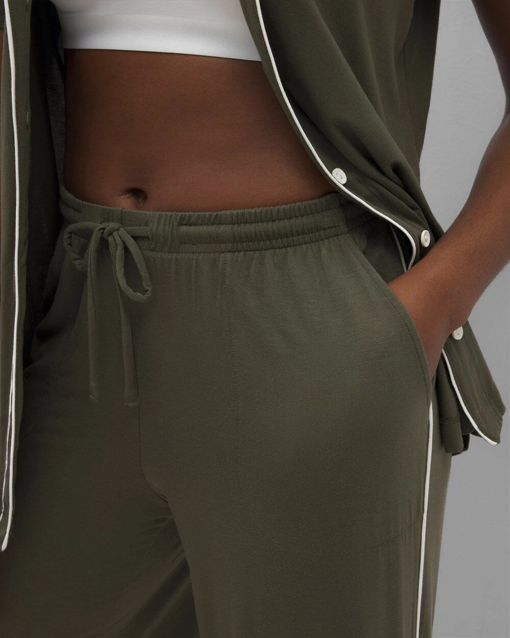 Solid Piped Crop Pajama Pant - GRAPE LEAF | Soma sale