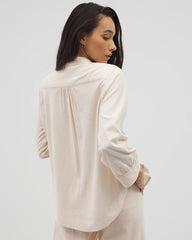 Beach Cotton Long Sleeve Button-Up - PALE SAND STRIPE | Soma discount