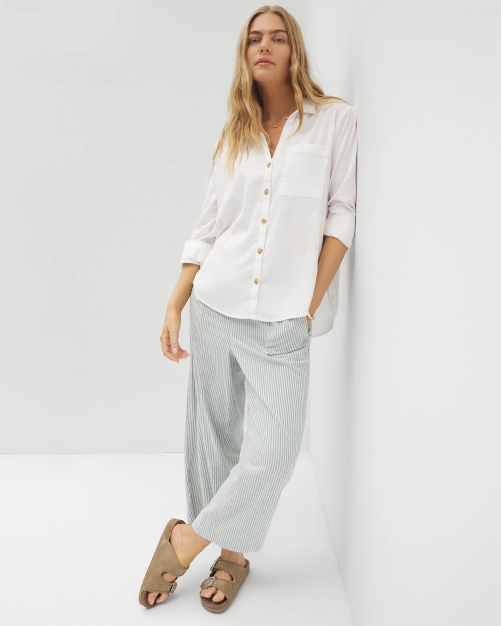 Beach Cotton Long Sleeve Button-Up - OPTIC WHITE | Soma outlet
