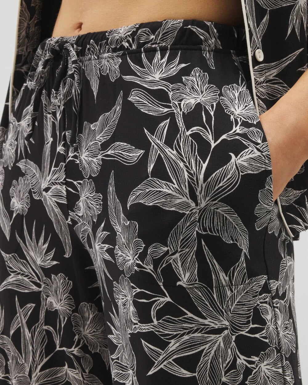 Printed Pajama Pants - PLUMERIA BLOOMS BLK CH | Soma sale