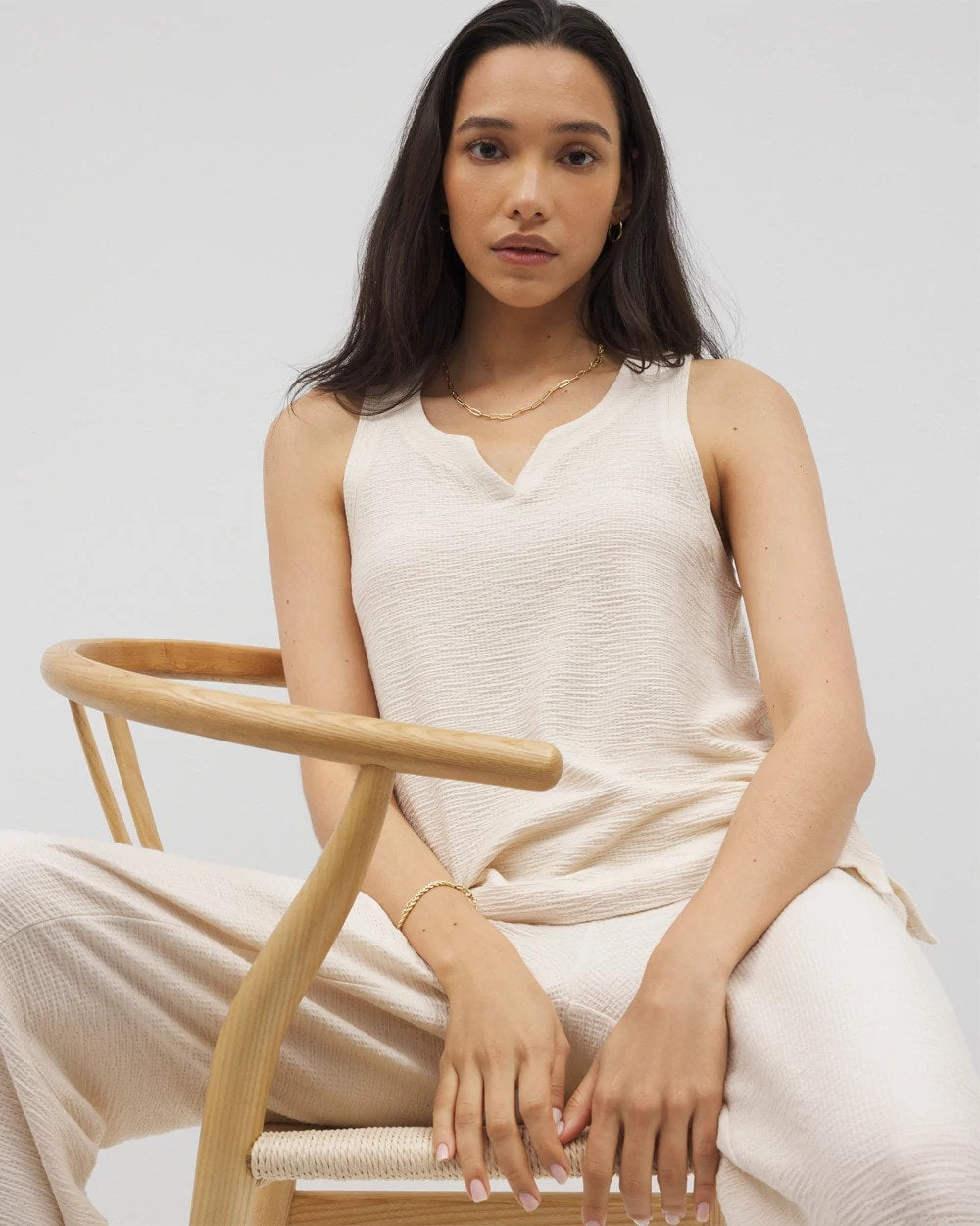 Crinkle Knit Tank Top - PARCHMENT | Soma for sale