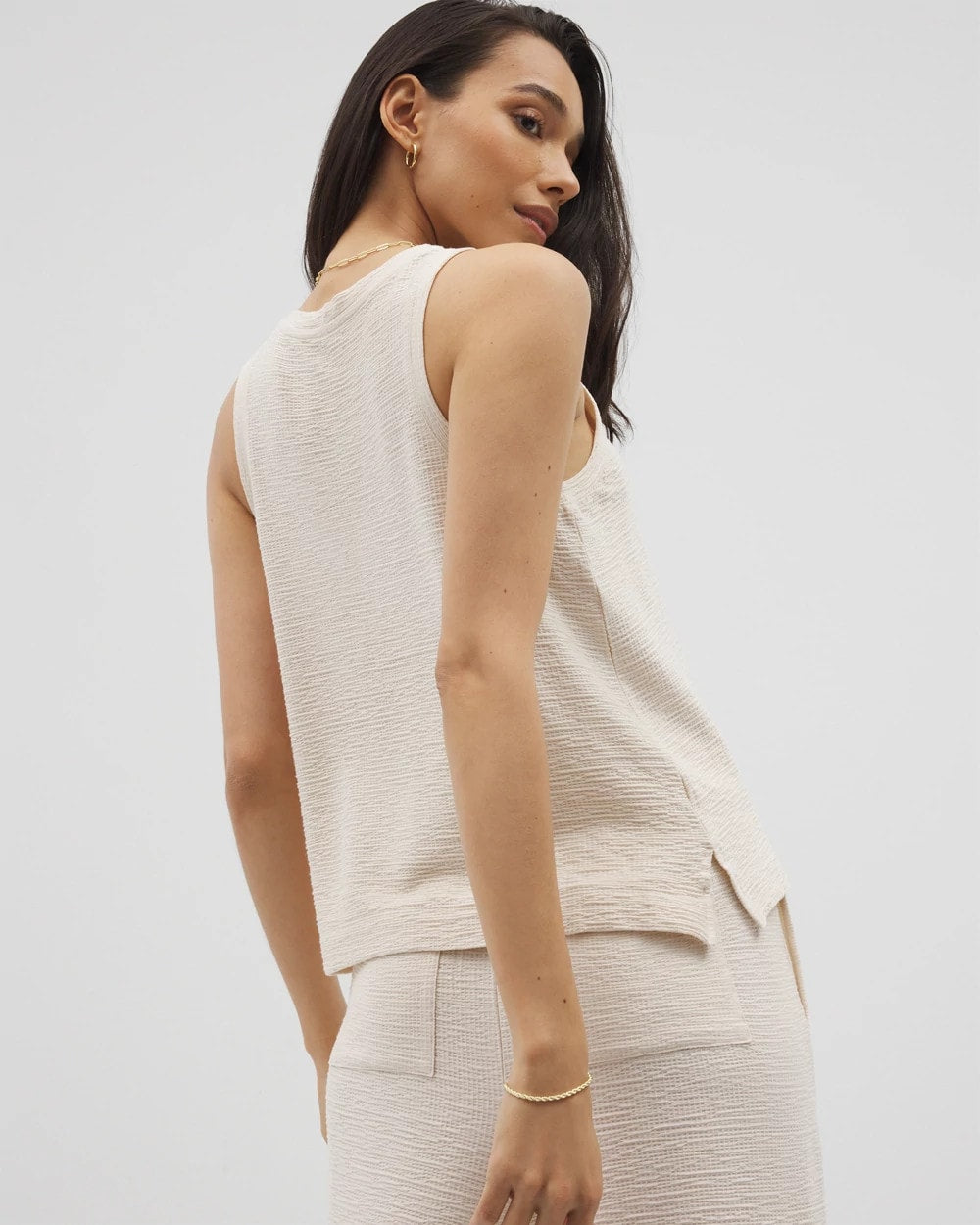 Crinkle Knit Tank Top - PARCHMENT | Soma for sale