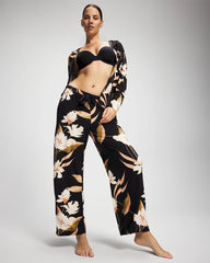 Satin Trim Pajama Pant - MYSTIC BLOOMS BLACK MID | Soma for sale