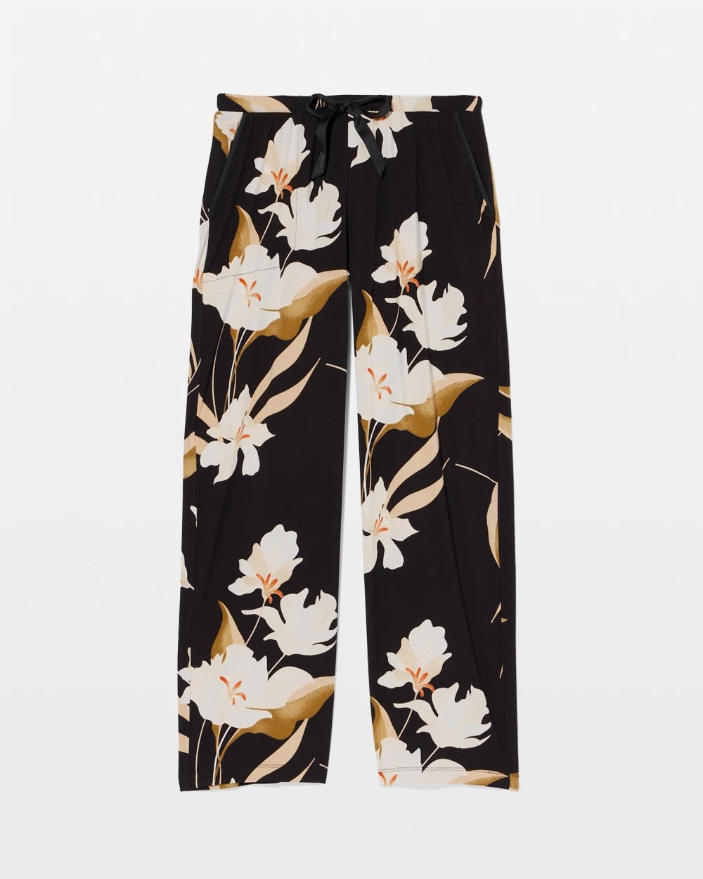 Satin Trim Pajama Pant - MYSTIC BLOOMS BLACK MID | Soma for sale