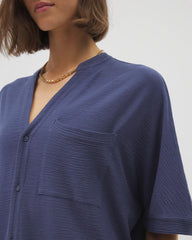 Crinkle Knit Relaxed Button-Up Top - LUNAR TIDE | Soma Online