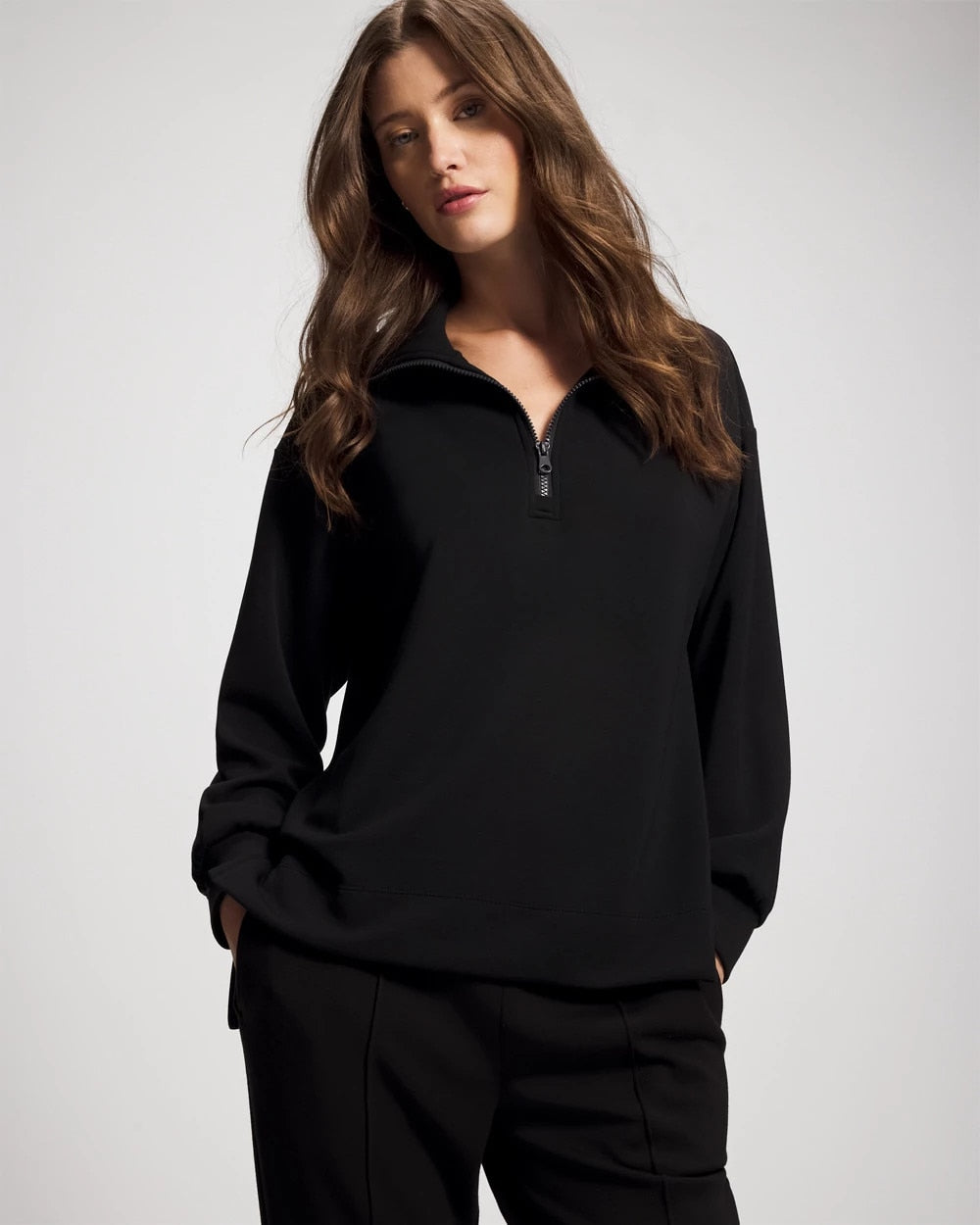 Modern Modal Quarter Zip Sweatshirt - BLACK | Soma outlet