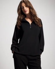 Modern Modal Quarter Zip Sweatshirt - BLACK | Soma outlet
