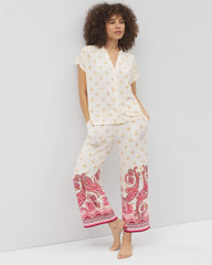 Mandarin Collar Short Sleeve Pajama Top - KASHMIR ICON CHAMP | Soma on sale